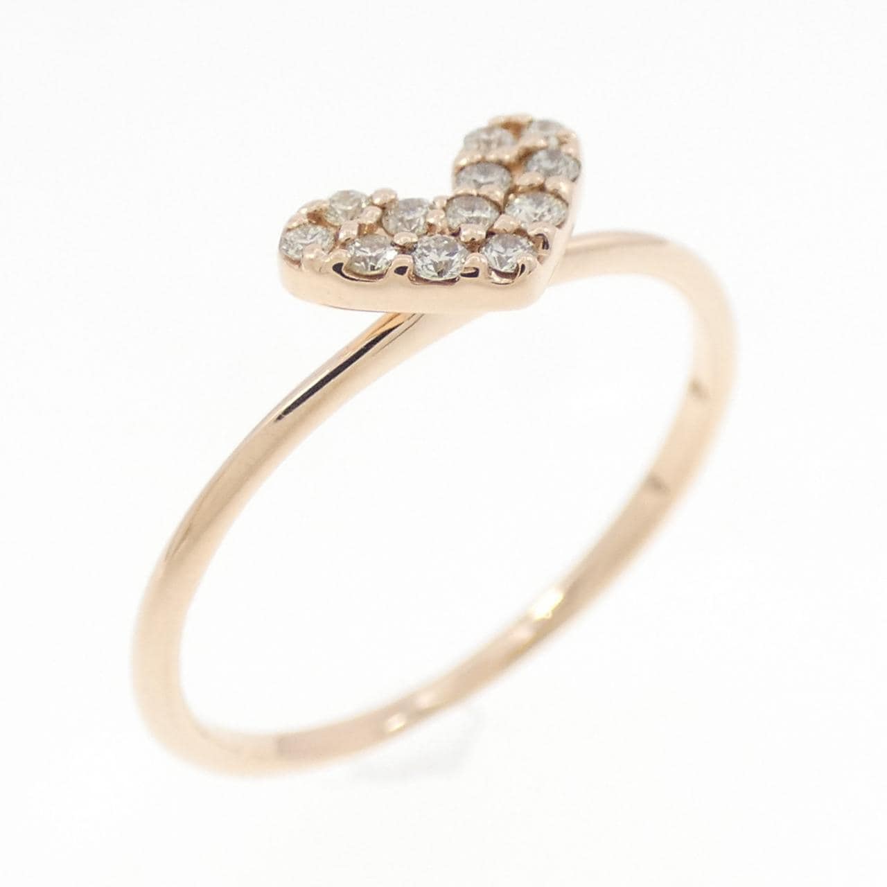 K10PG ハート ダイヤモンド リング