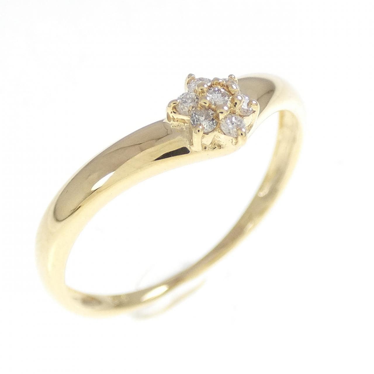 K18YG フラワー ダイヤモンド リング 0.07CT