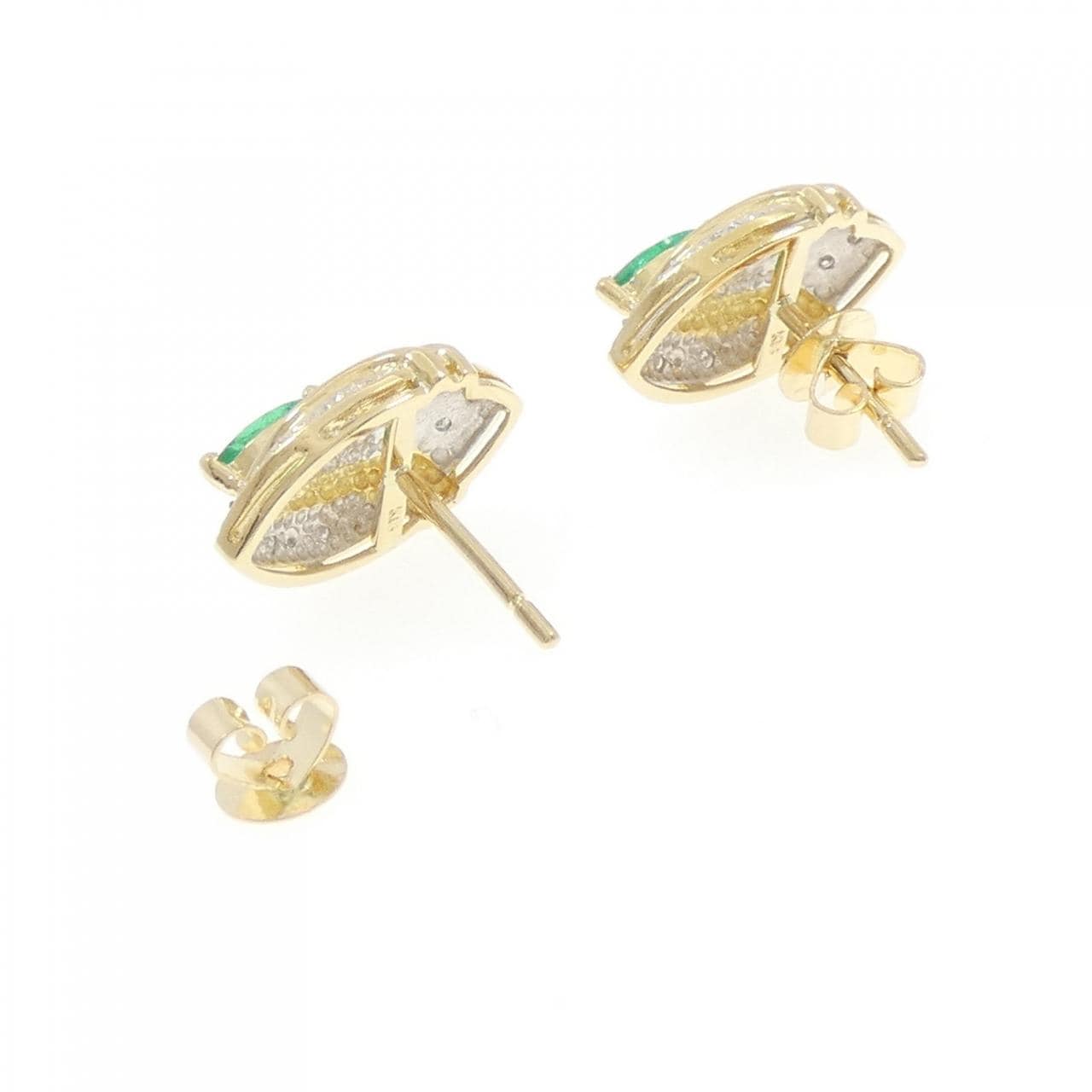 K18YG/K18WG エメラルド ピアス 0.50CT