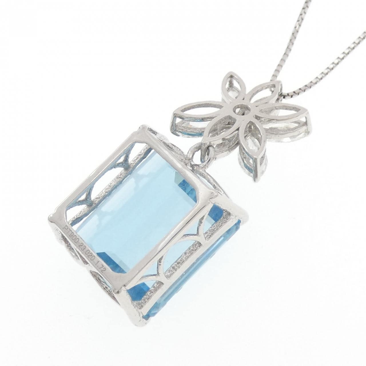 PT900/PT850 フラワー アクアマリン ネックレス 23.020CT