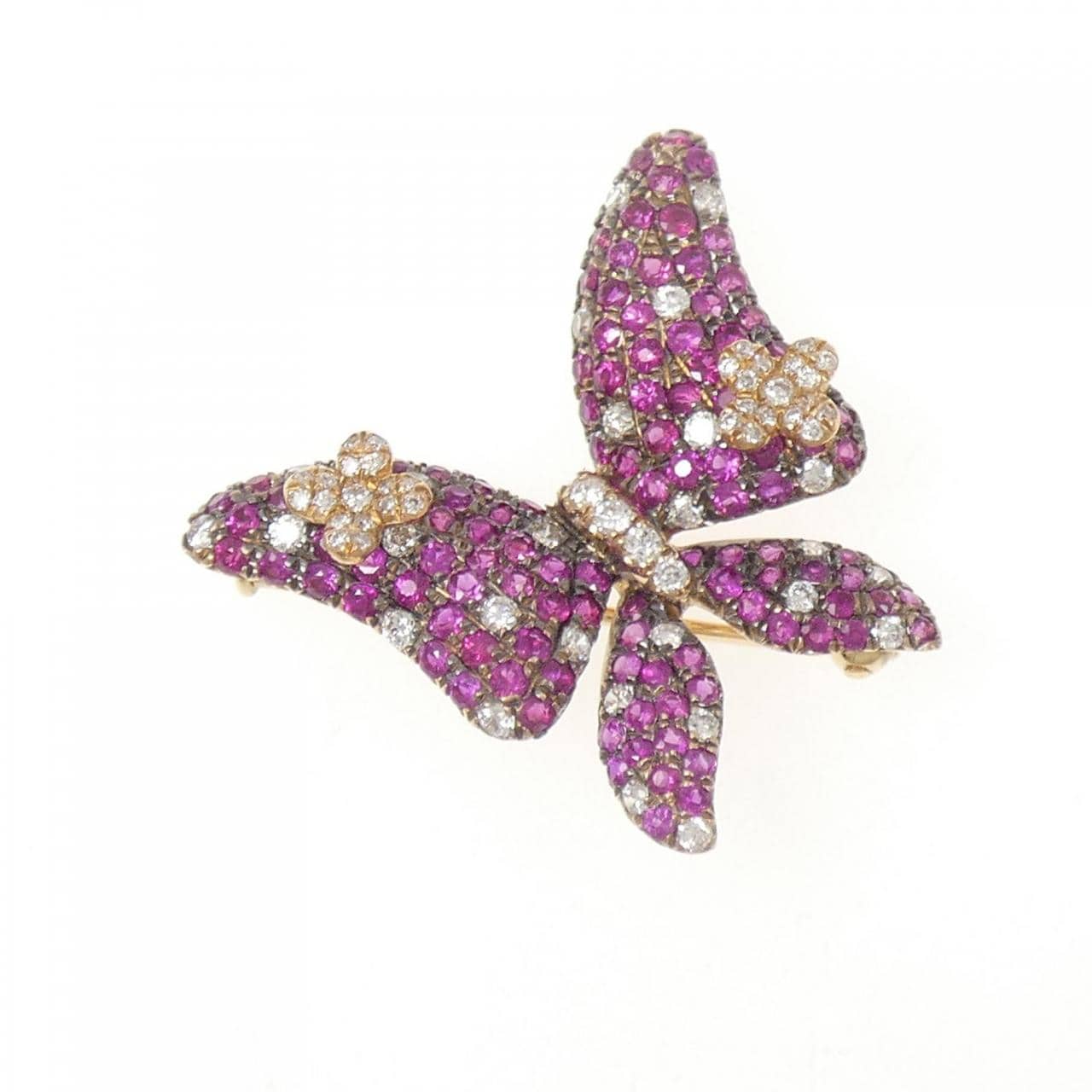 K18PG/K18BG バタフライ ルビー ネックレス 1.71CT