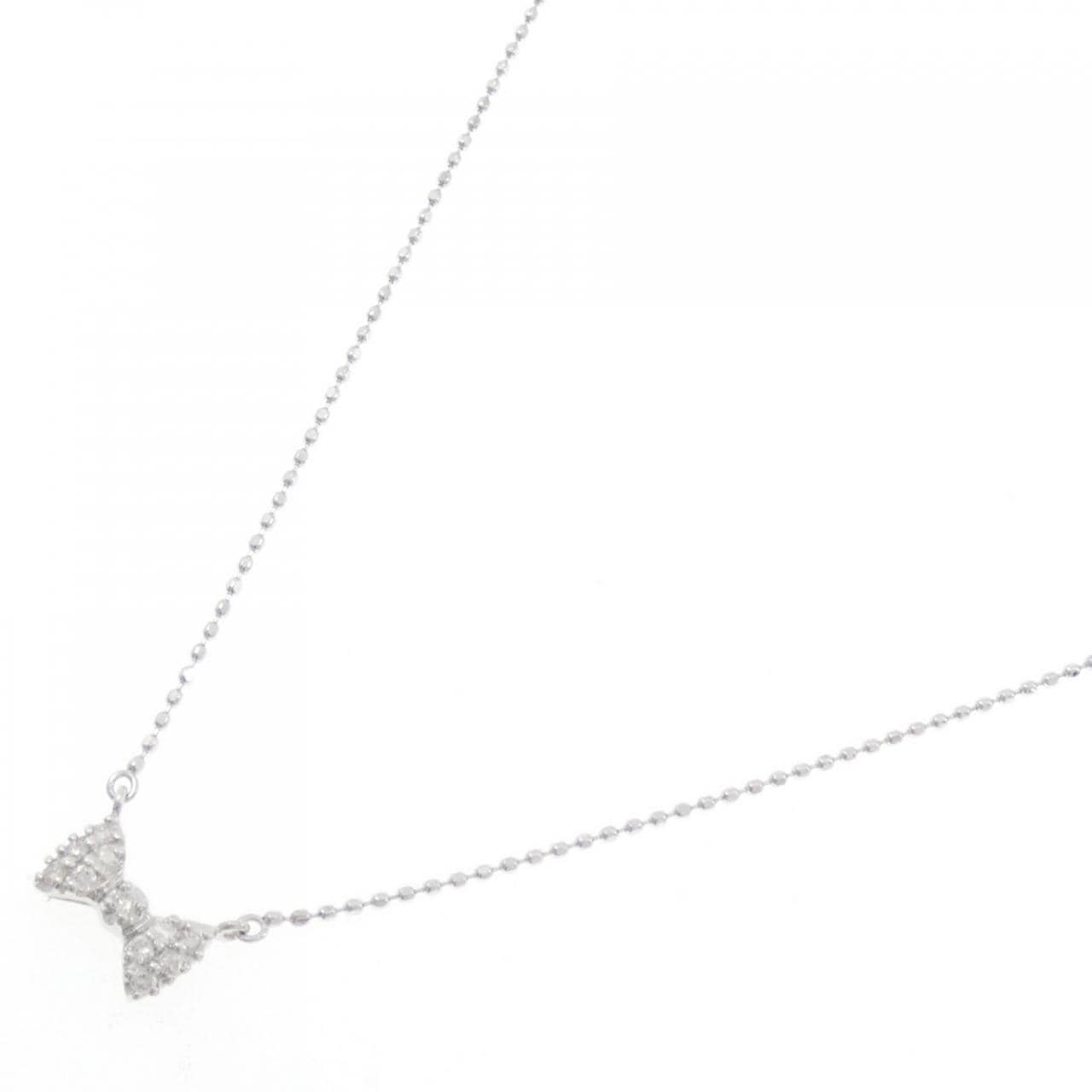 K10WG リボン ダイヤモンド ネックレス 0.10CT