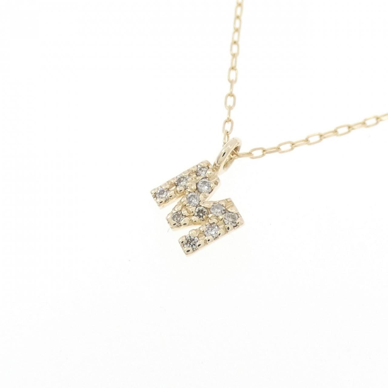 K10YG イニシャルM ダイヤモンド ネックレス 0.03CT