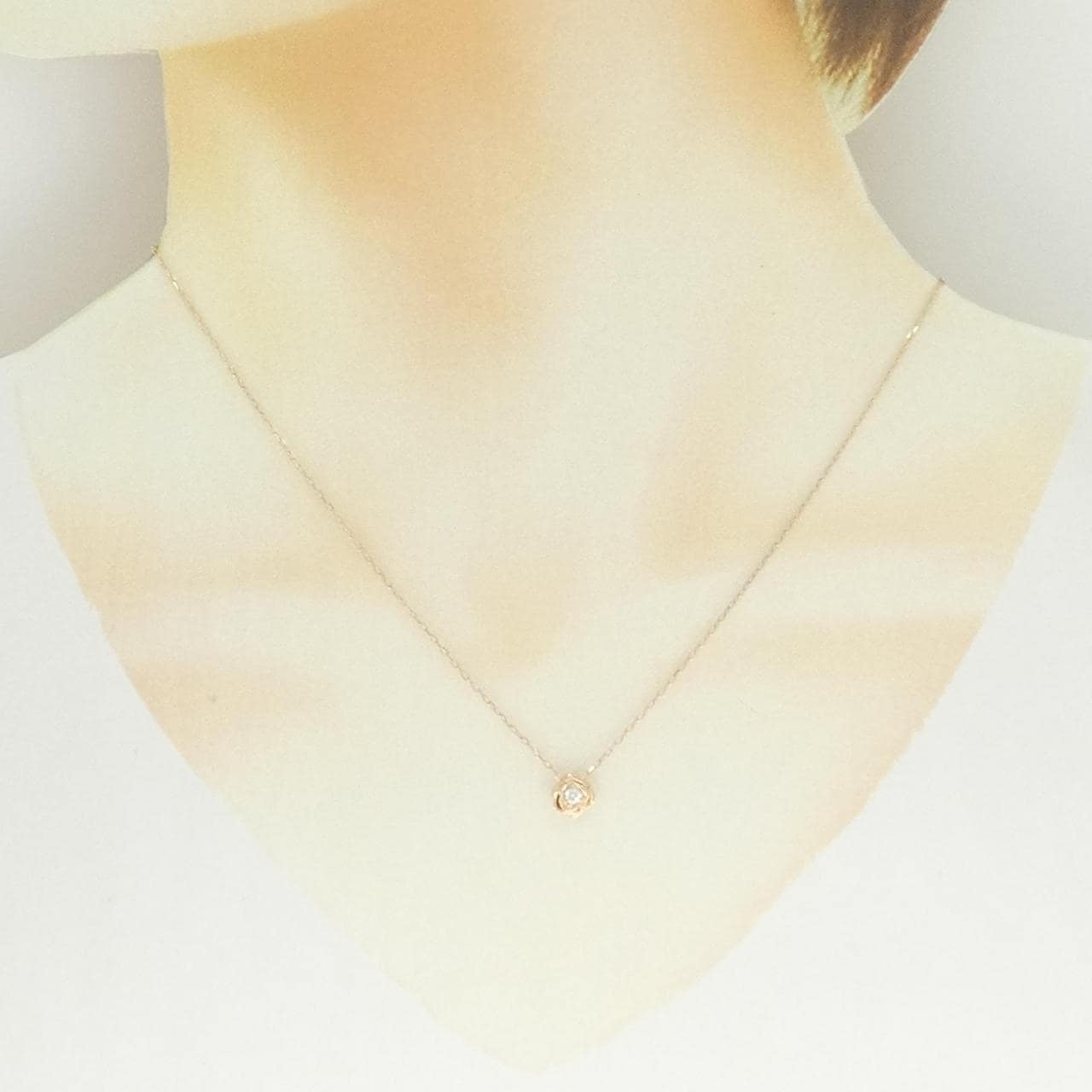 K10PG/10KPG ローズ ダイヤモンド ネックレス 0.05CT
