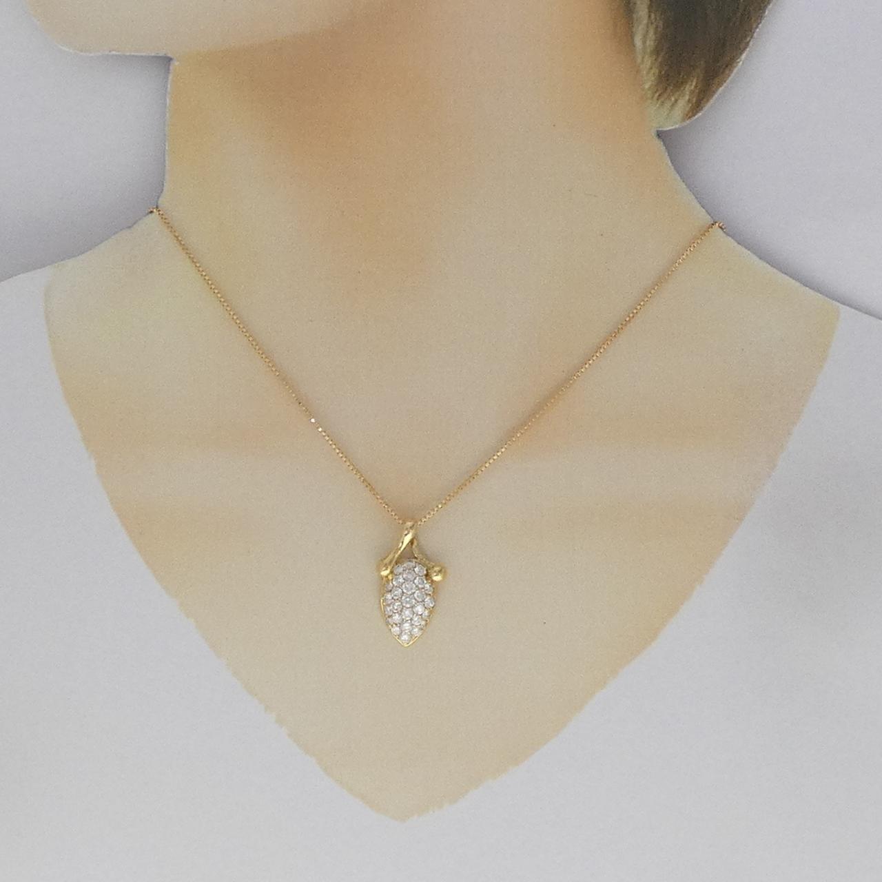 K18YG パヴェ ダイヤモンド ネックレス 1.40CT