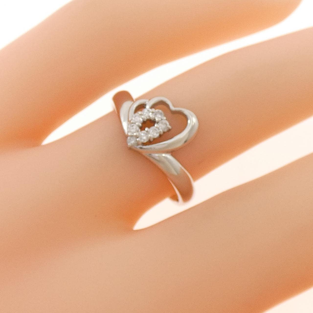 PT900 ハート ダイヤモンド リング 0.10CT