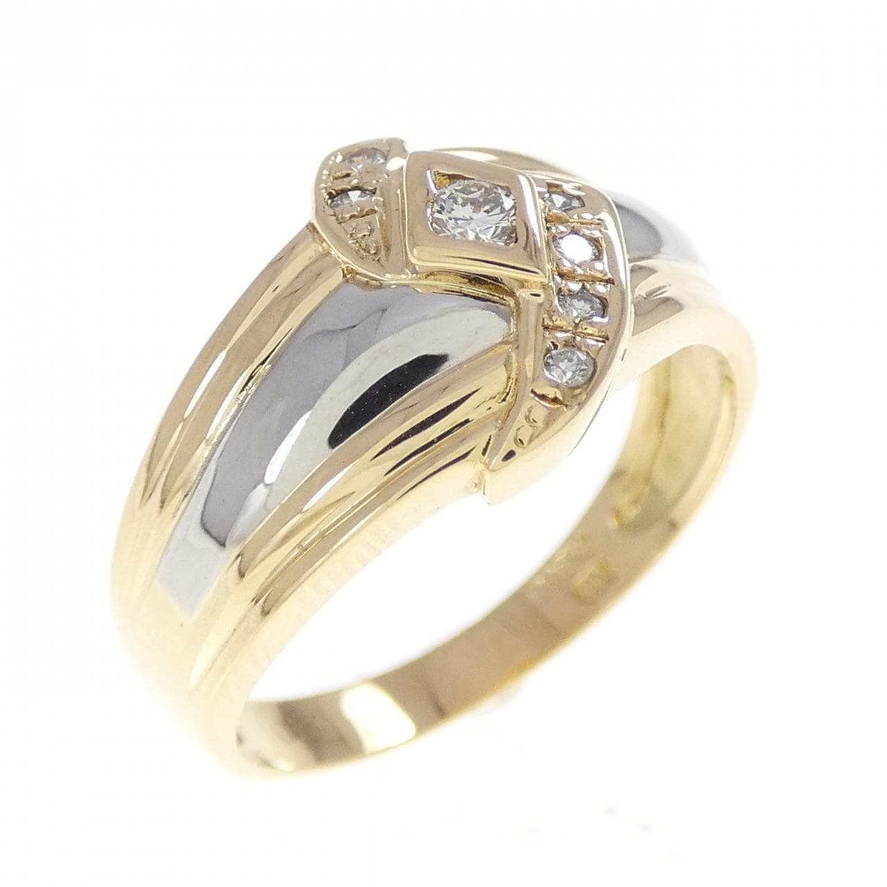 K18YG/PT900 ダイヤモンド リング 0.10CT