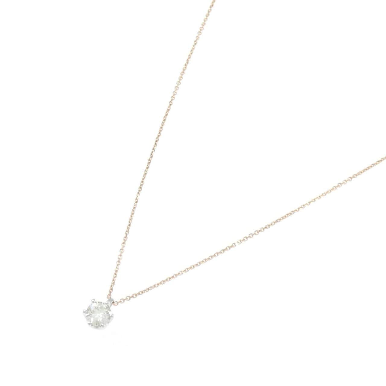K18WG/K10PG ソリティア ダイヤモンド ネックレス 0.30CT