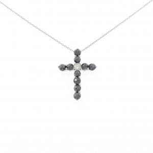 K18WG クロス ダイヤモンド ネックレス 0.12CT