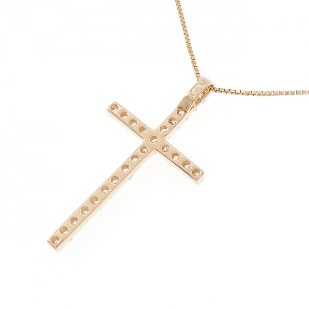 K18PG クロス ダイヤモンド ネックレス 0.50CT