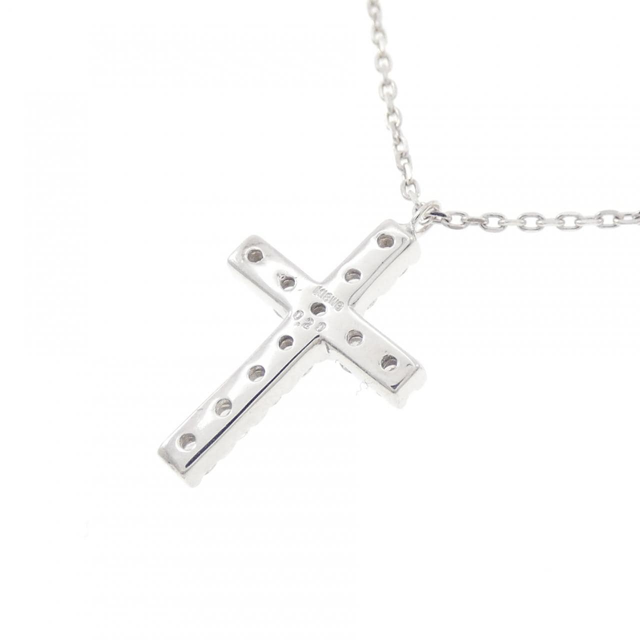 K18WG クロス ダイヤモンド ネックレス 0.20CT