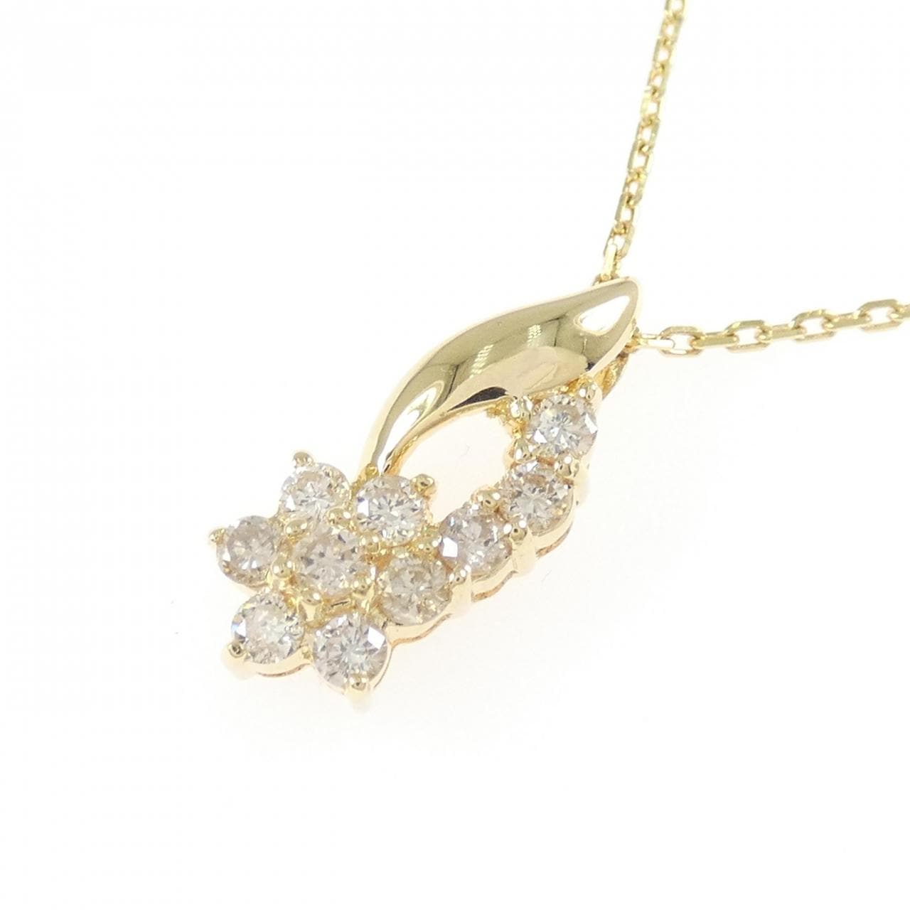 K18YG フラワー ダイヤモンド ネックレス 0.50CT