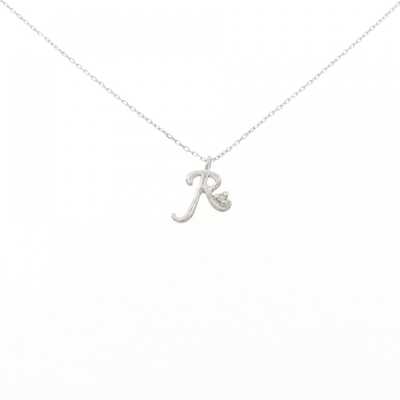 K10WG イニシャルR ダイヤモンド ネックレス 0.01CT
