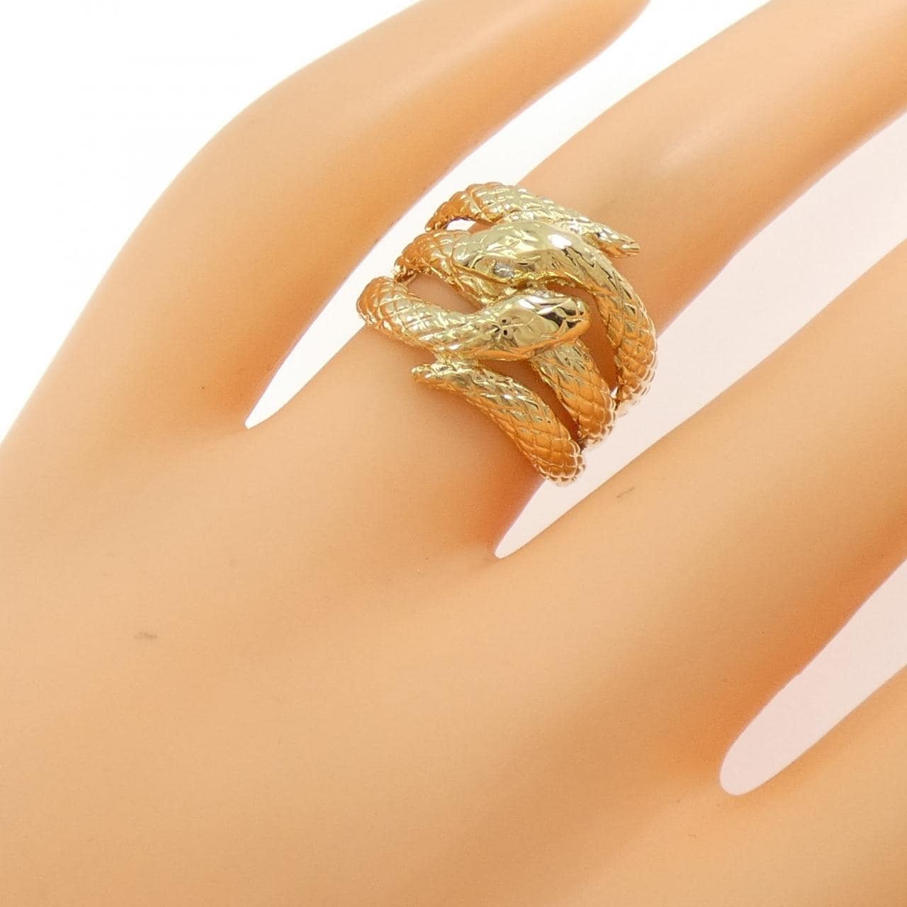K18YG スネーク ダイヤモンド リング 0.05CT