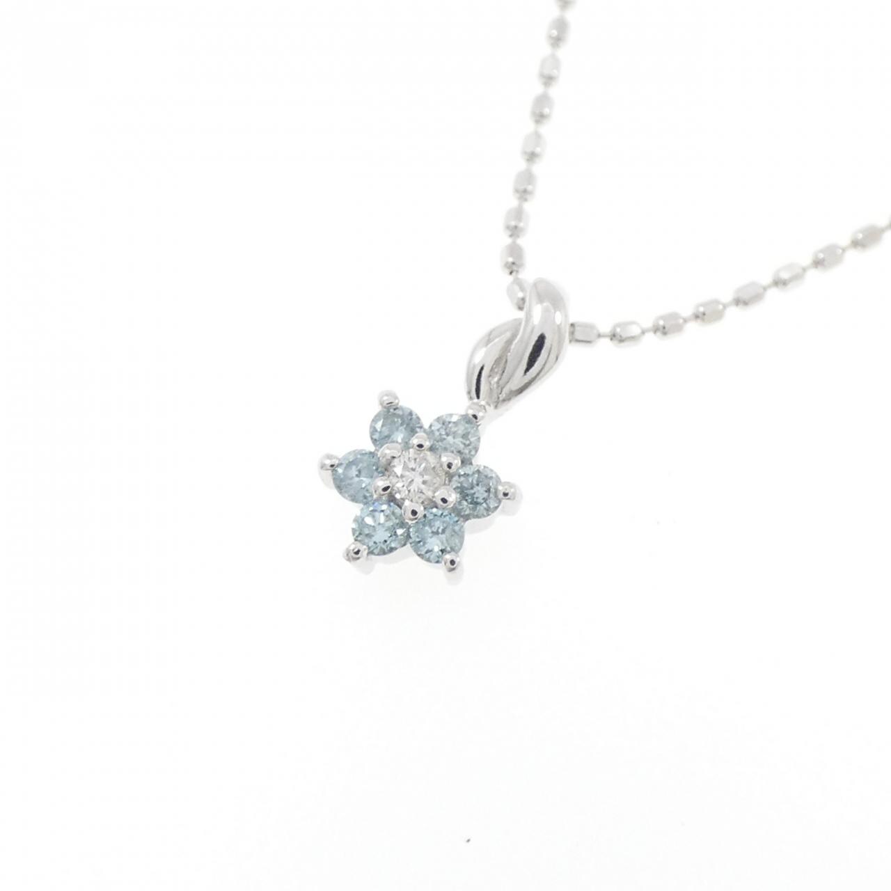 K18WG フラワー ダイヤモンド ネックレス 0.10CT