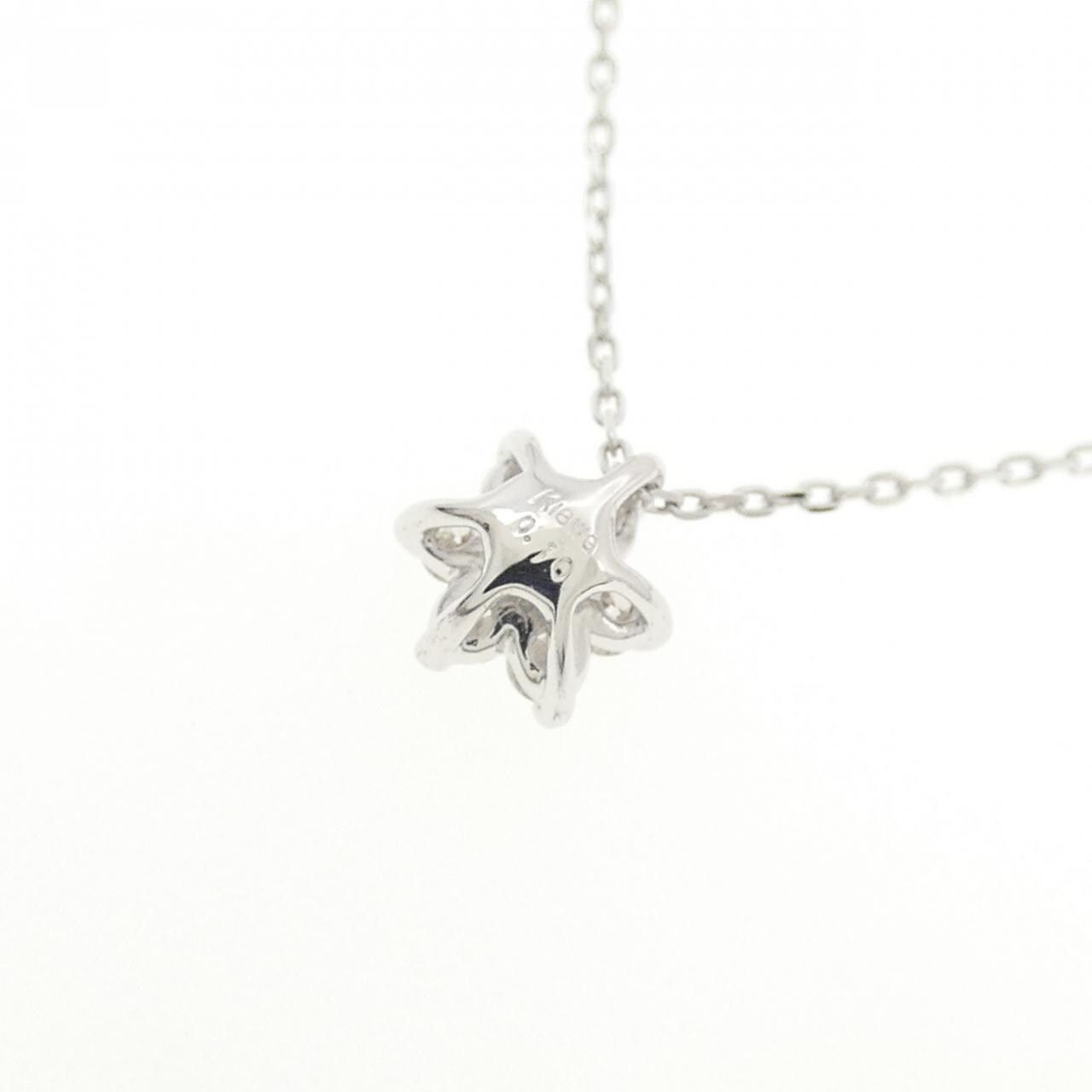 K18WG フラワー ダイヤモンド ネックレス 0.10CT