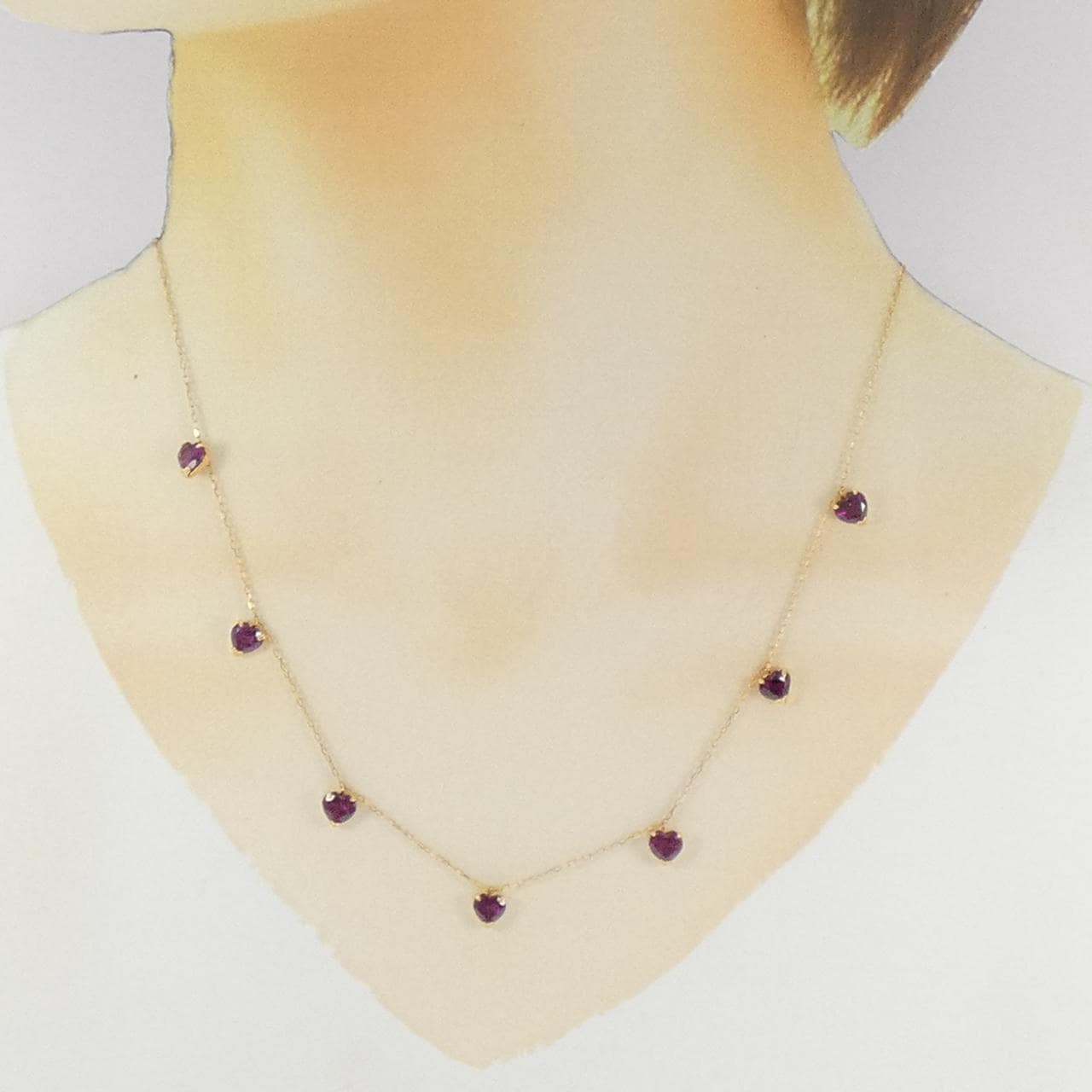K18YG ハート ガーネット ネックレス 3.50CT