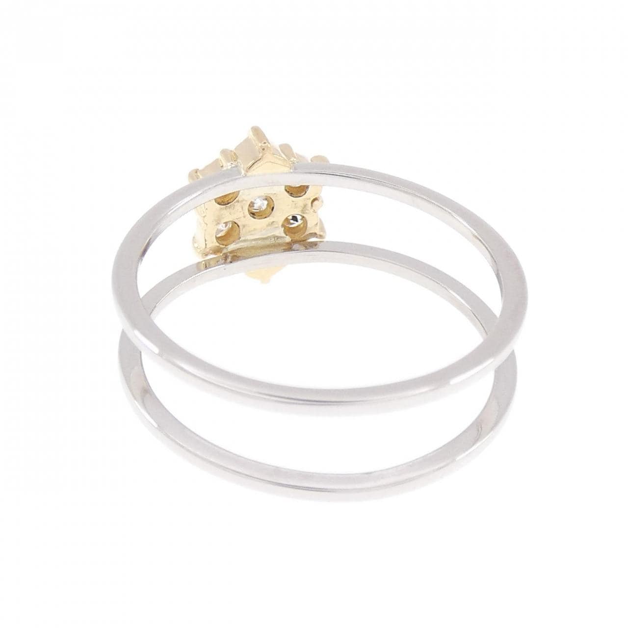 PT900/K18YG フラワー ダイヤモンド リング 0.18CT