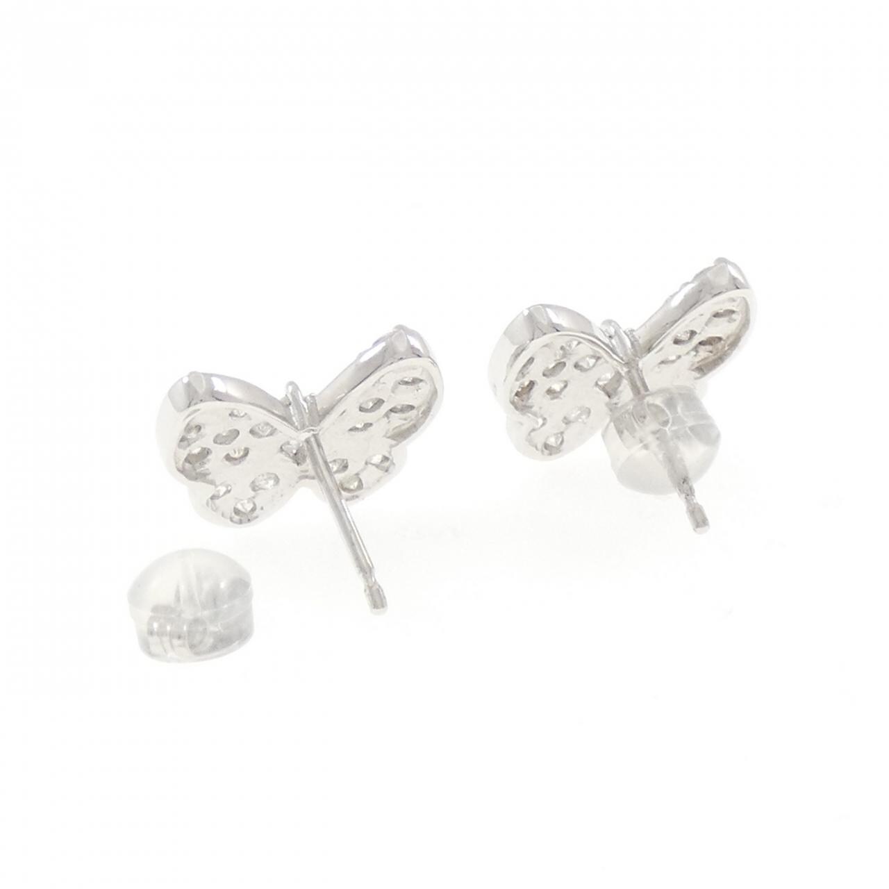 K18WG パヴェ バタフライ ダイヤモンド ピアス 1.58CT