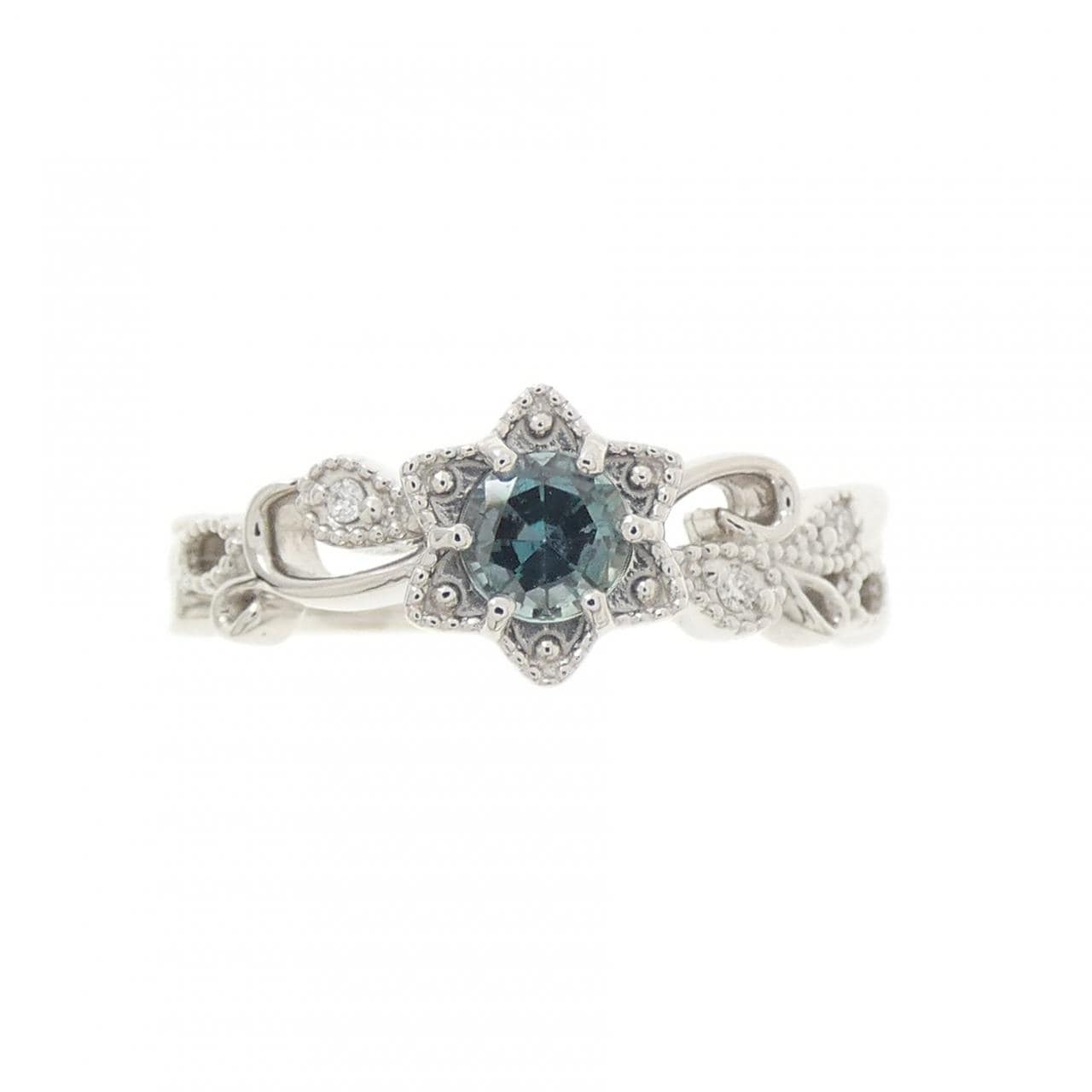 PT900 フラワー アレキサンドライト リング 0.280CT