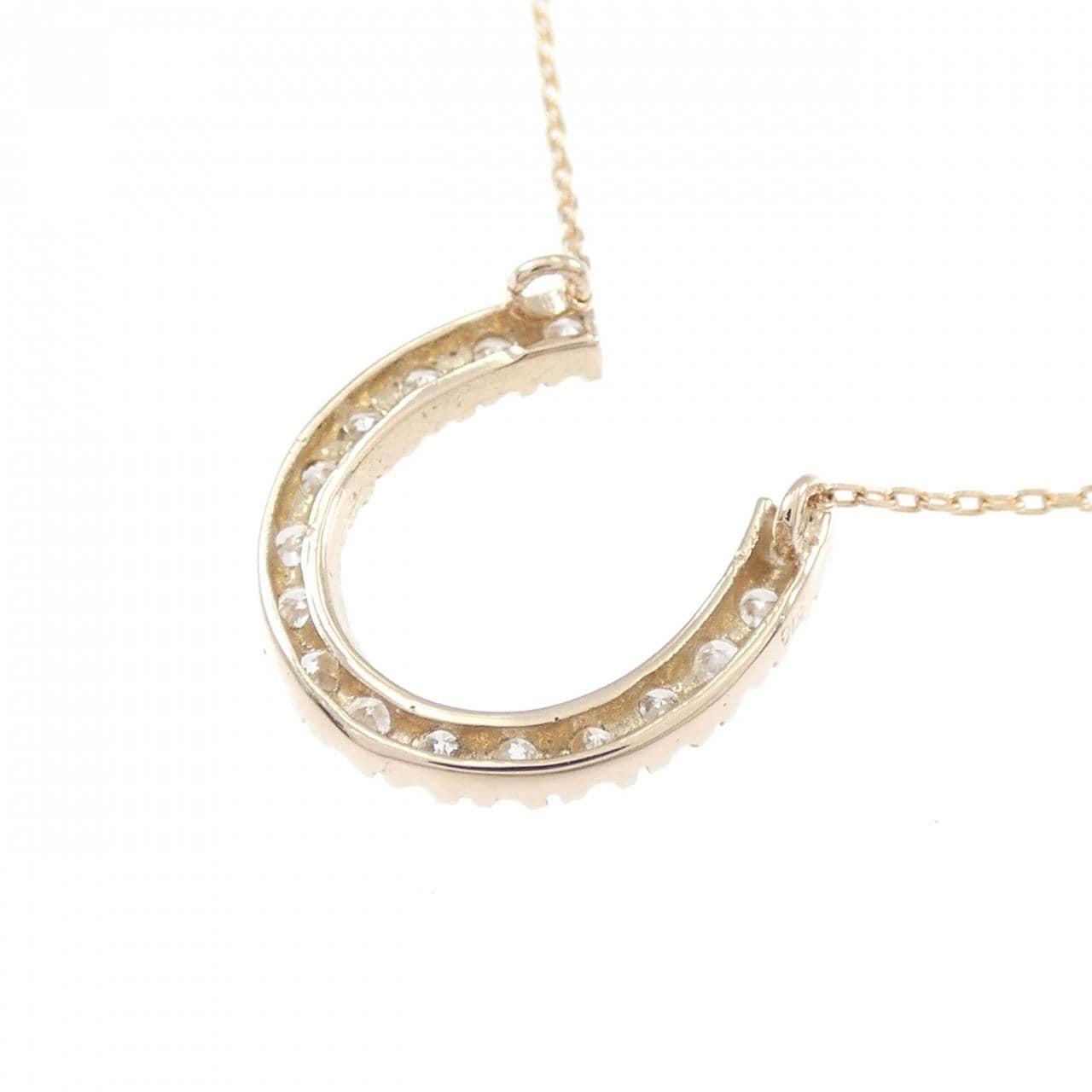 K18PG ホースシュー ダイヤモンド ネックレス 0.20CT