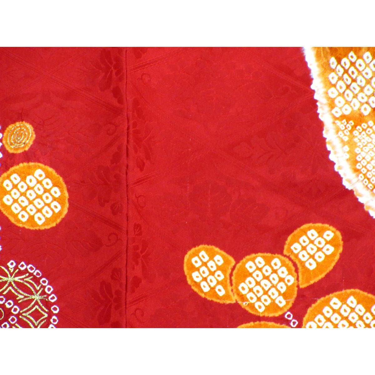 振袖　友禅金彩加工　刺繍入り絞り加工