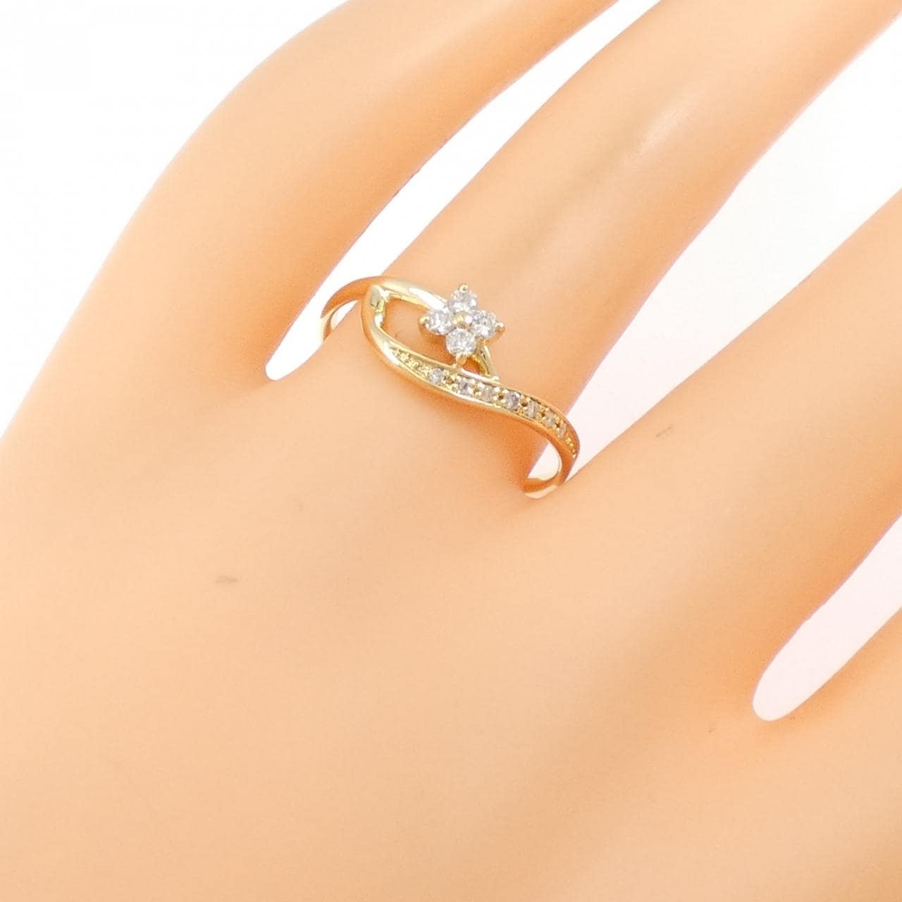 K18YG フラワー ダイヤモンド リング 0.15CT
