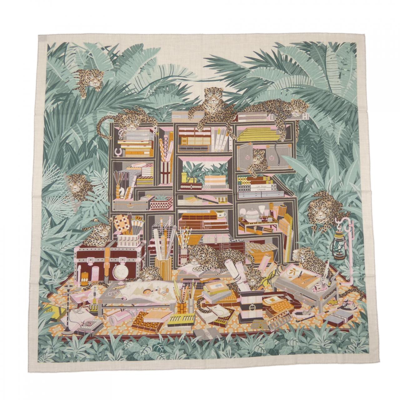 エルメス HERMES LES DOUZE LEOPARDS H243762S カレジェアン140 ショール