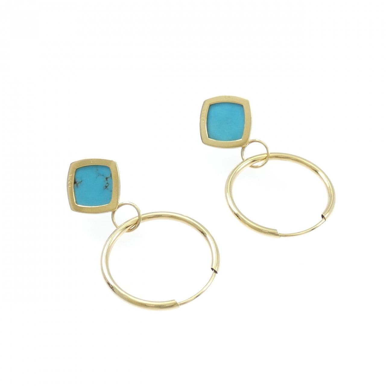 K18YG ターコイズ ピアス 3.00CT