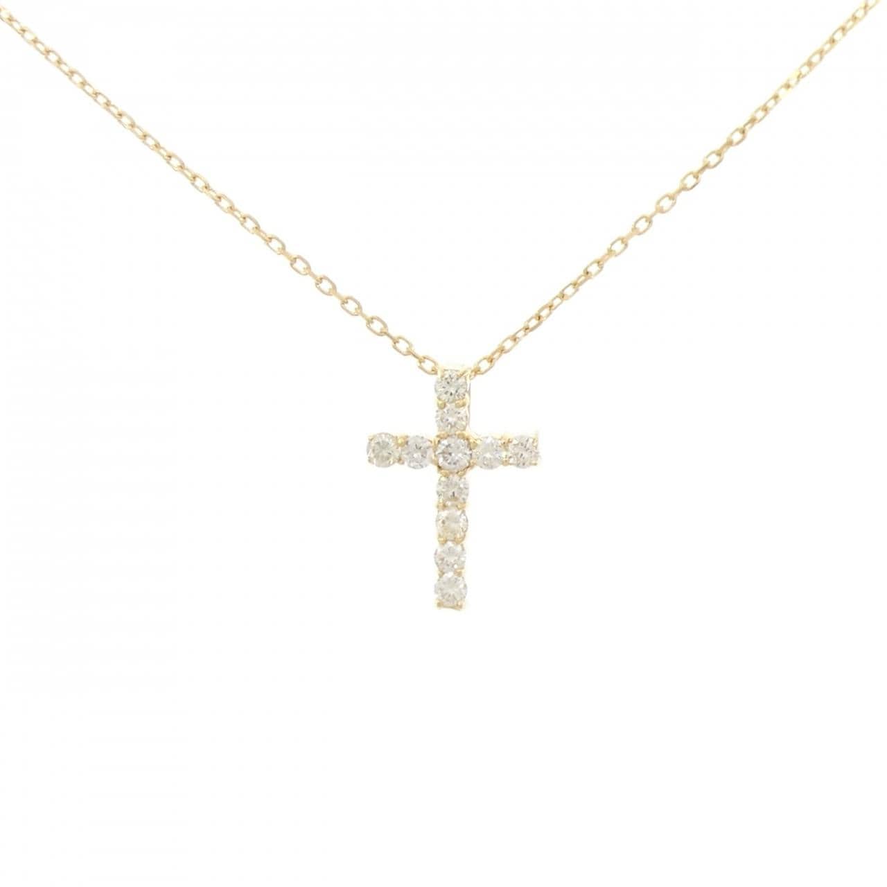 K18YG クロス ダイヤモンド ネックレス 0.23CT