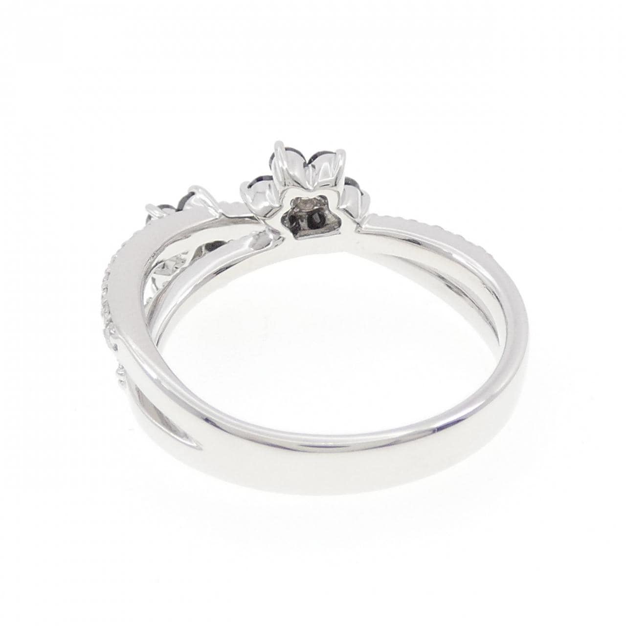 K18WG フラワー ダイヤモンド リング 0.42CT