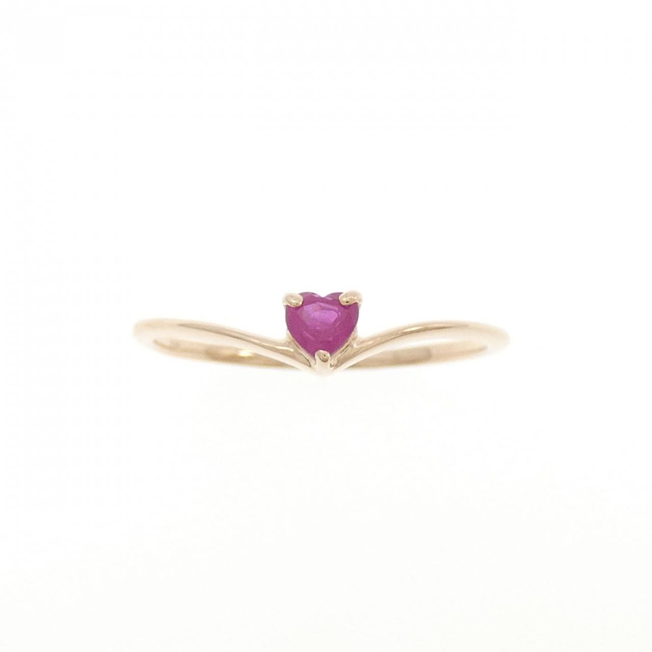 K18PG Heart Ruby Ring