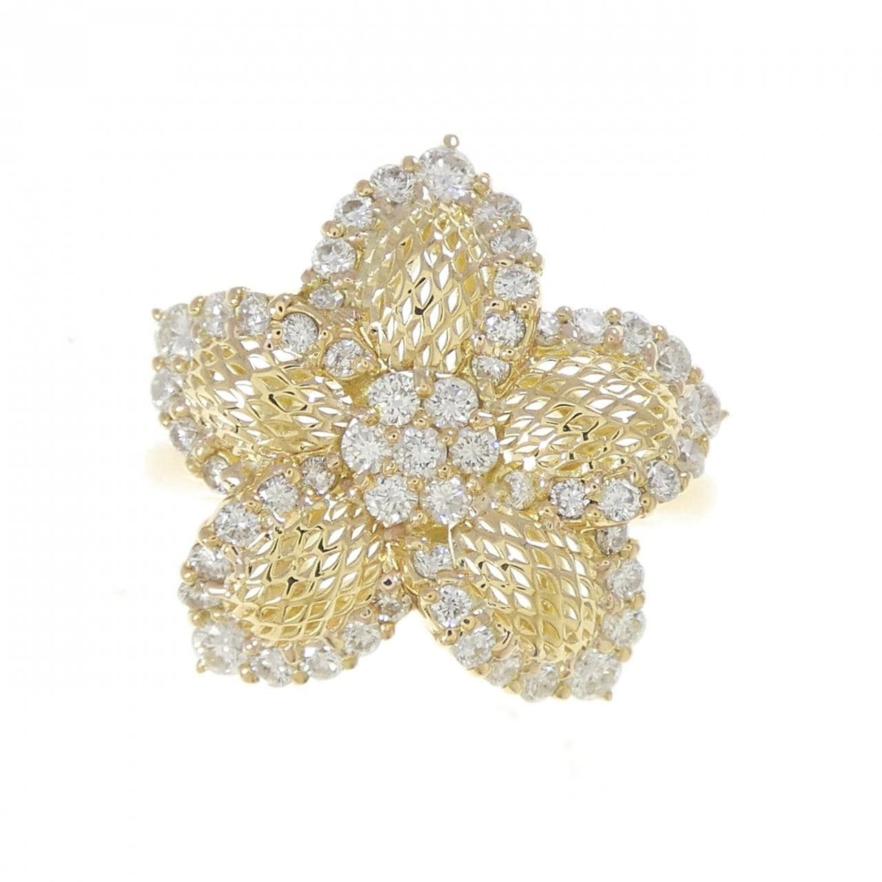 K18YG フラワー ダイヤモンド リング 0.84CT