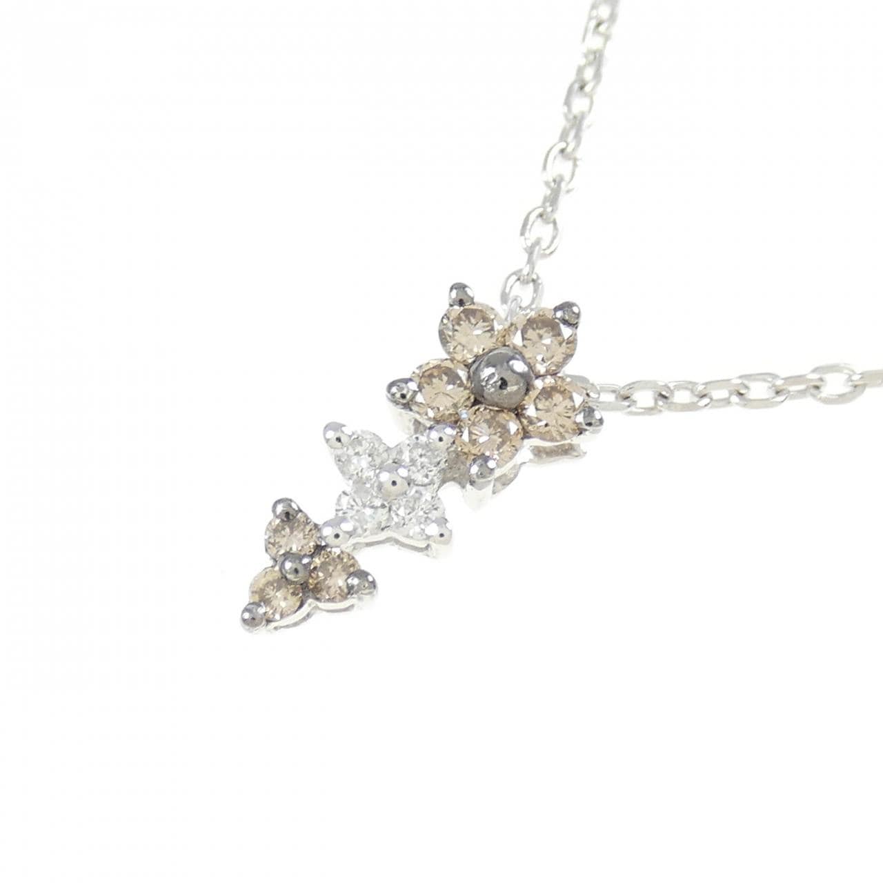 K18WG 花鑽石項鍊 0.18CT