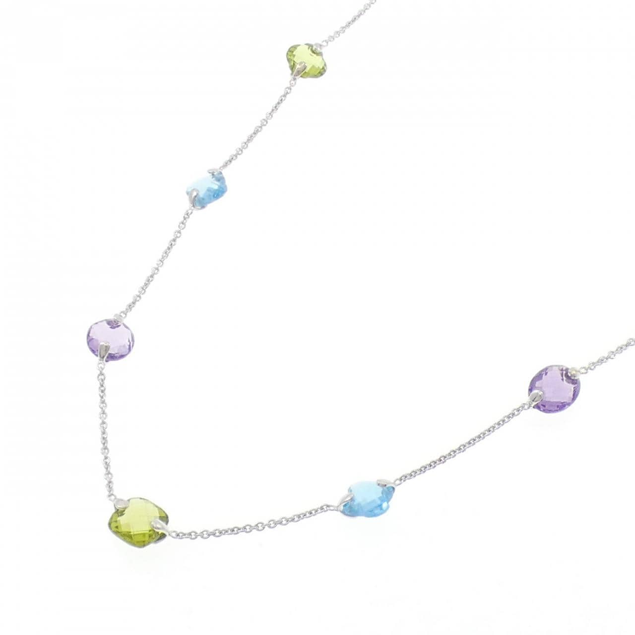 K18WG カラーストーン ネックレス