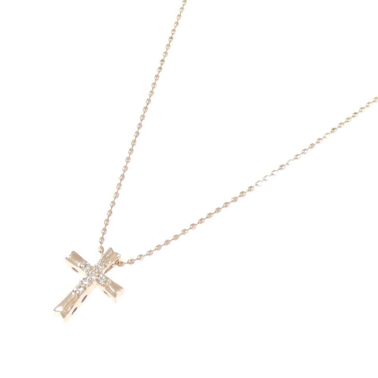 K10PG クロス ダイヤモンド ネックレス 0.04CT