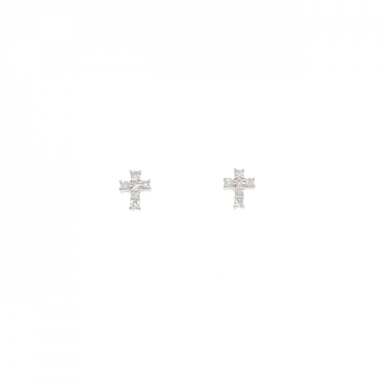 PT/PT900 クロス ダイヤモンド ピアス 0.12CT