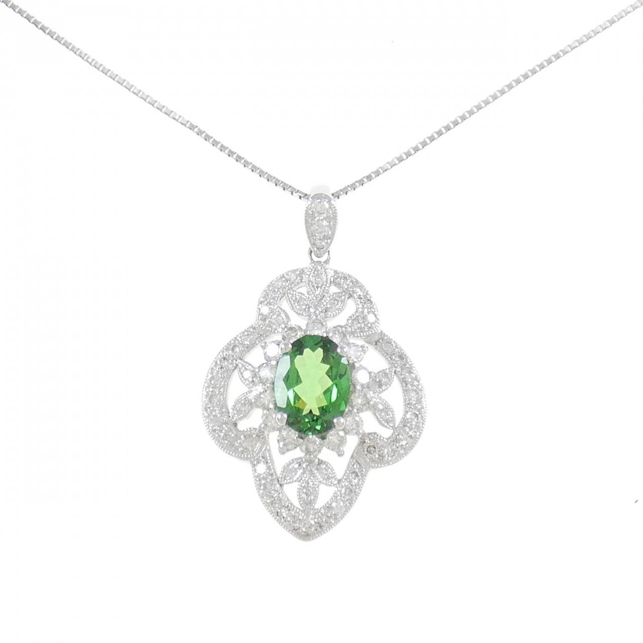 K18WG green Garnet necklace 1.34CT