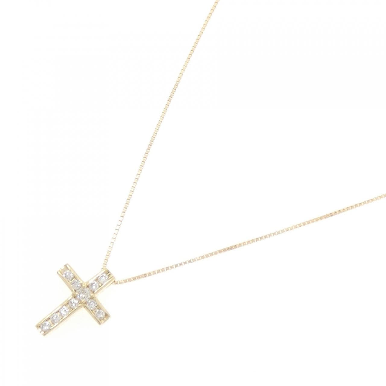 K18YG クロス ダイヤモンド ネックレス 0.16CT
