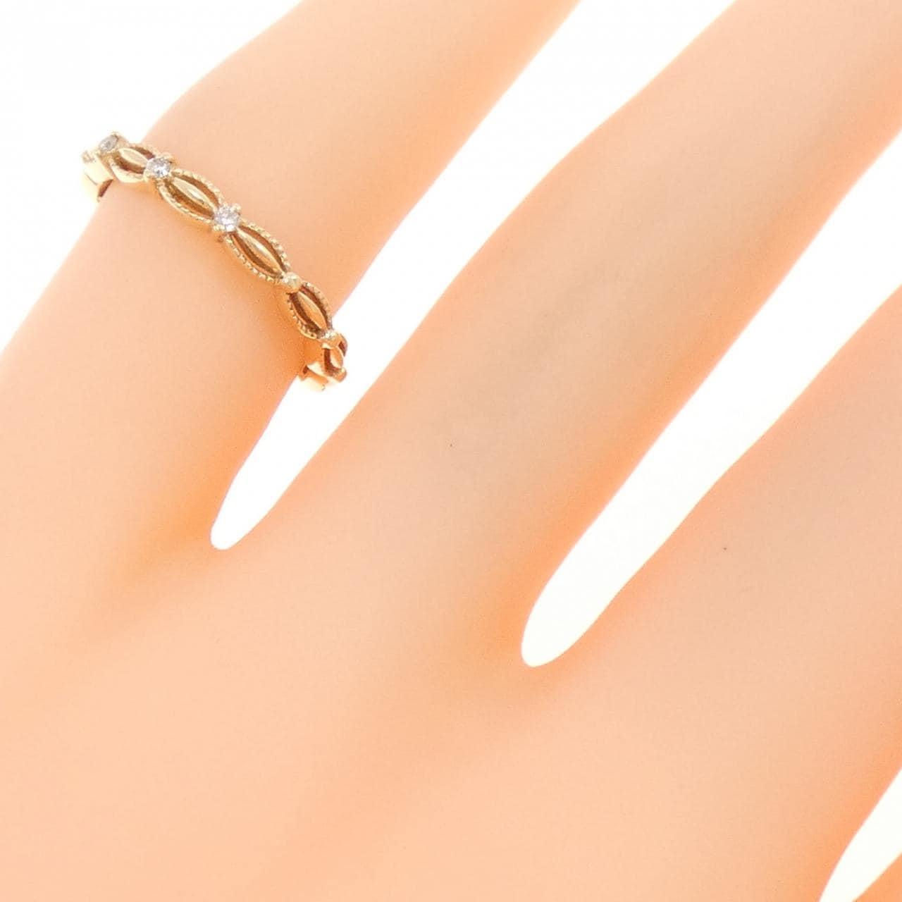 アガット ダイヤモンド ピンキー リング 0.02CT