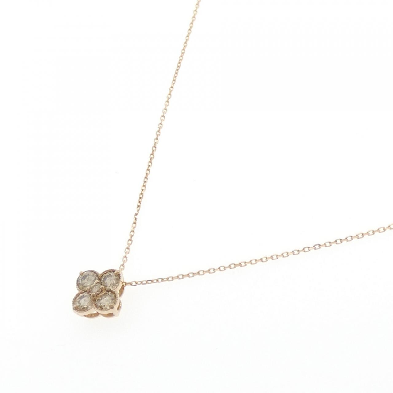 K18PG フラワー ダイヤモンド ネックレス 0.70CT