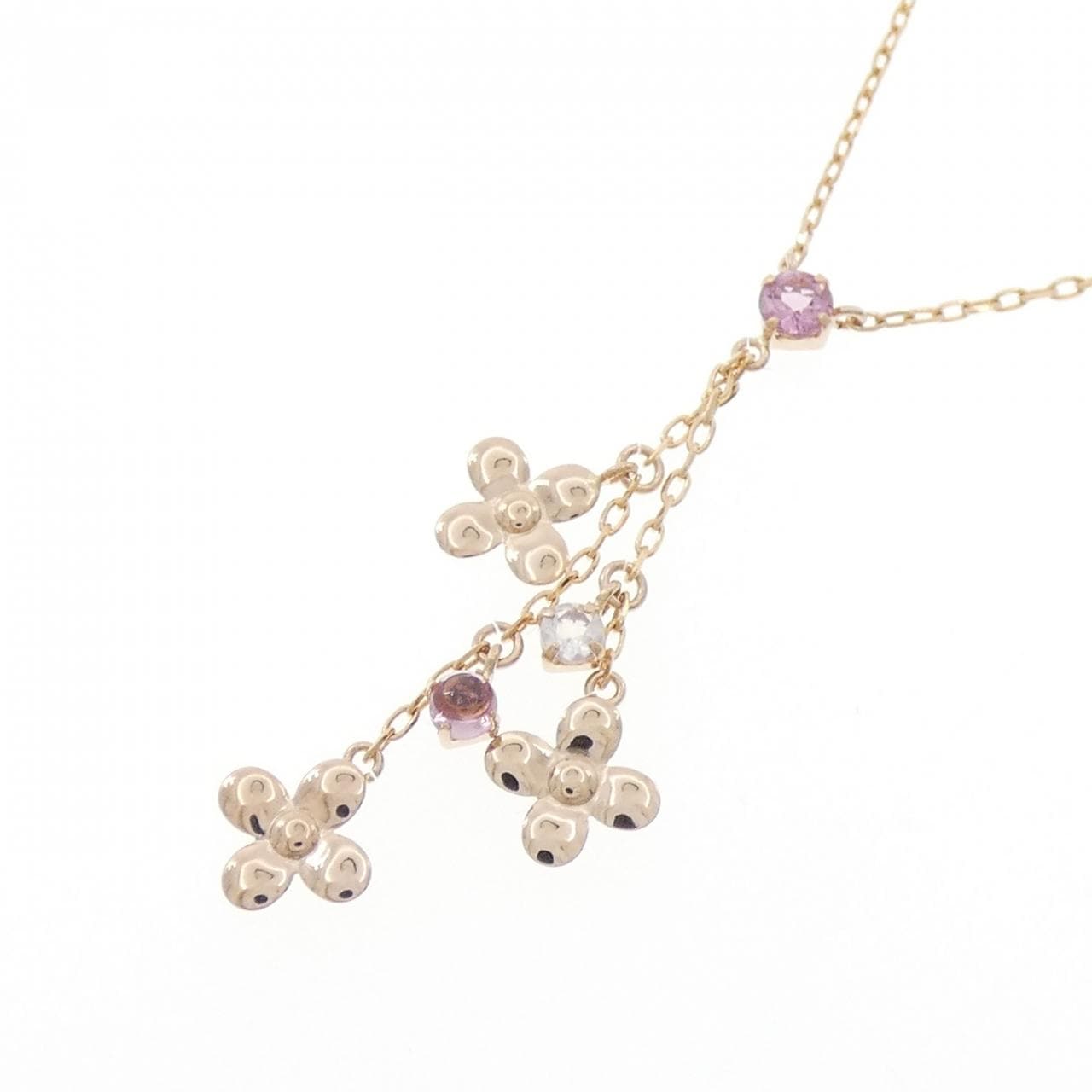 K18PG フラワー トルマリン ネックレス