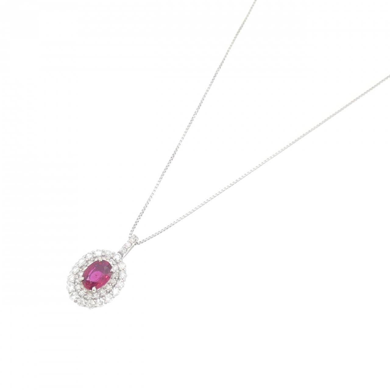 PT900/PT850 ルビー ネックレス 0.45CT