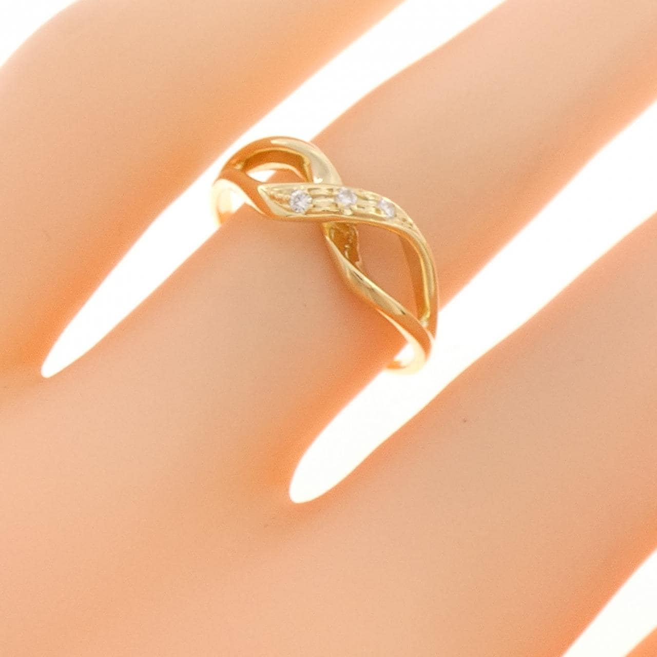 K18YG スリーストーン ダイヤモンド リング 0.03CT
