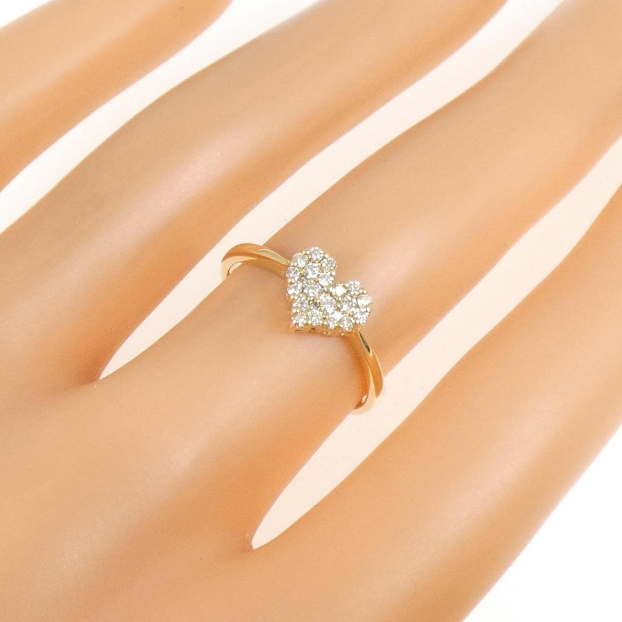 K18YG ハート パヴェ ダイヤモンド リング 0.20CT