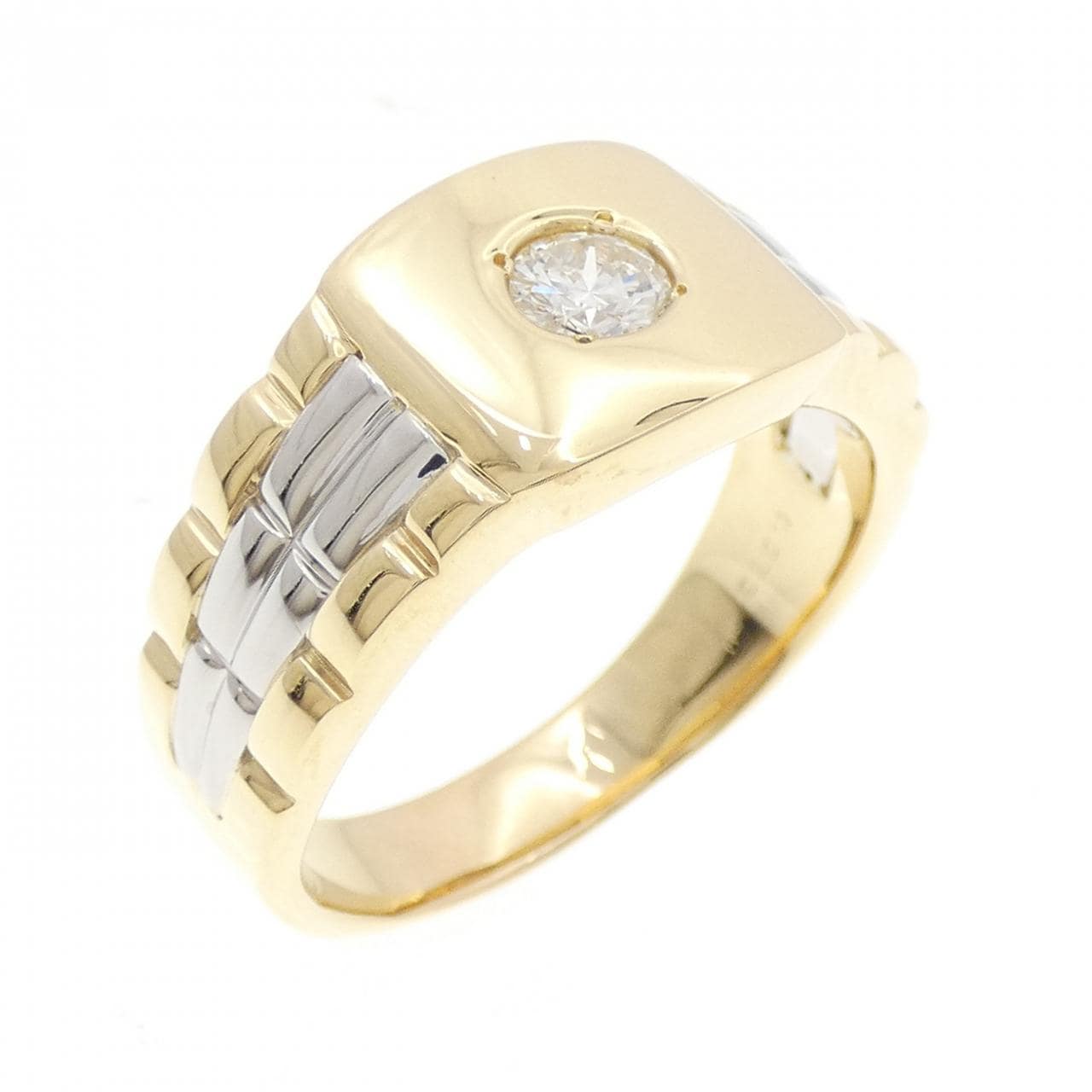 K18YG/PT900钻石戒指，0.373克拉