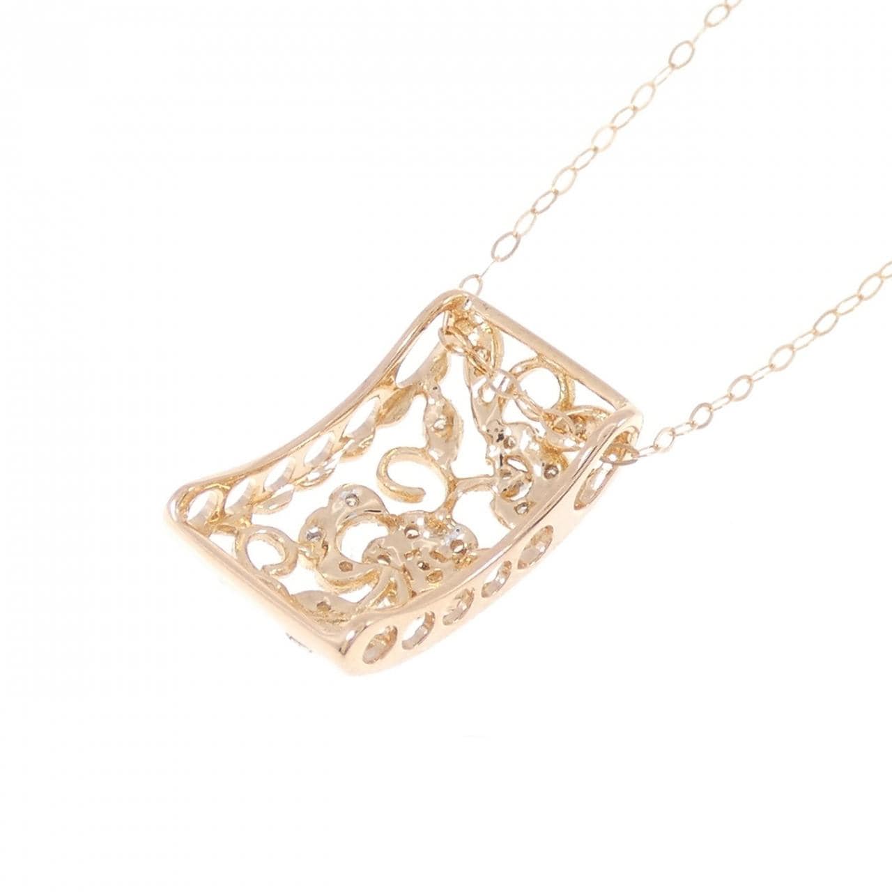 K18PG/K18WG フラワー ダイヤモンド ネックレス 0.14CT