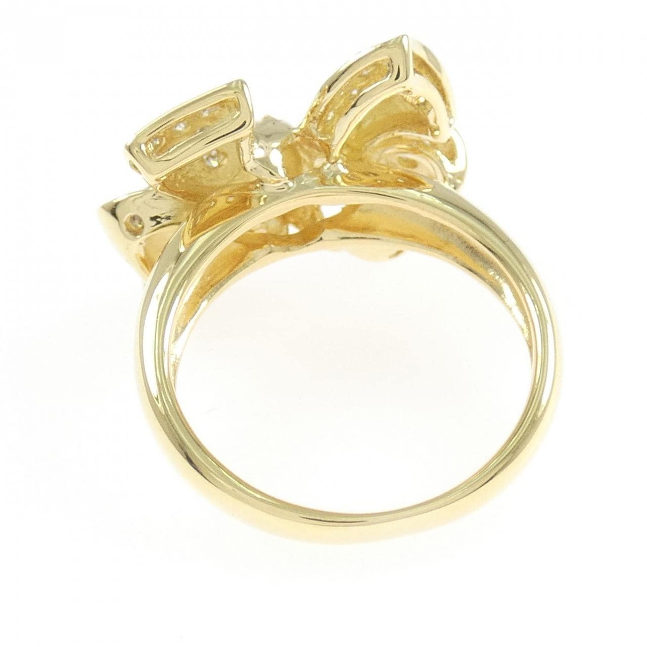 K18YG リボン ダイヤモンド リング 0.30CT