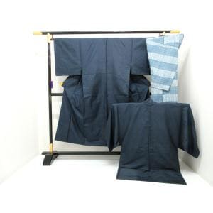 【未使用品】男物　紬織　きもの・羽織・長襦袢　３点セット