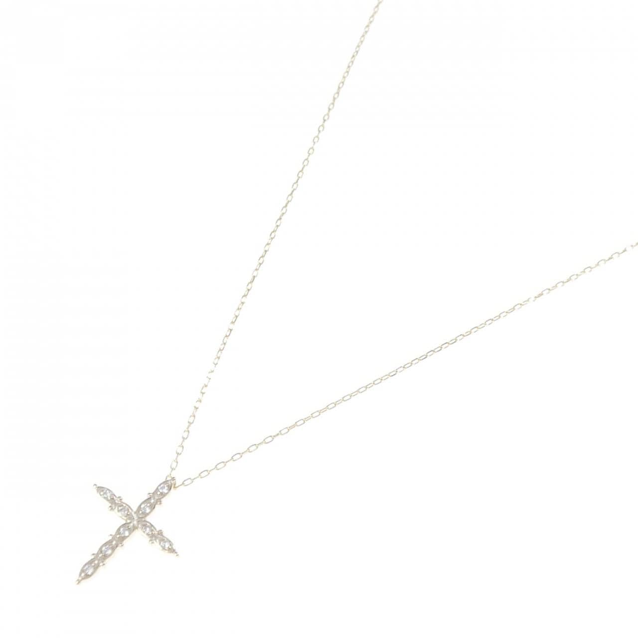 K10YG/K10WG クロス ダイヤモンド ネックレス 0.10CT